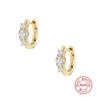 Gold-Plated Cubic Zirconia Huggie Earrings