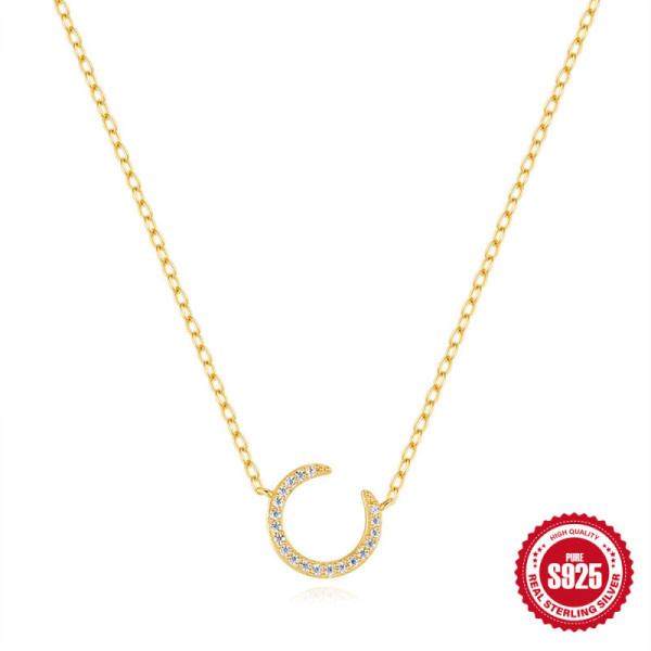 Gold-Plated Crescent Moon Pendant Necklace