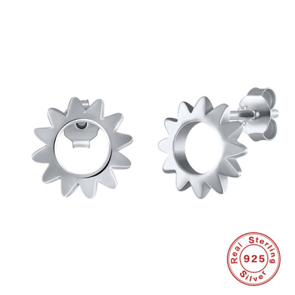 Sterling Silver Sunburst Stud Earrings