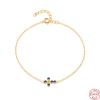 Gold-Plated Minimalist Cross Chain Bracelet