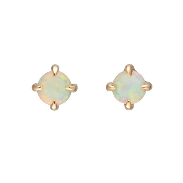 Gold Opal Minimalist Stud Earrings