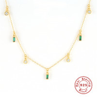 Gold-Finish Station Necklace with Mixed Stones