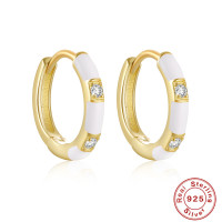 Two-Tone Cubic Zirconia Huggie Earrings