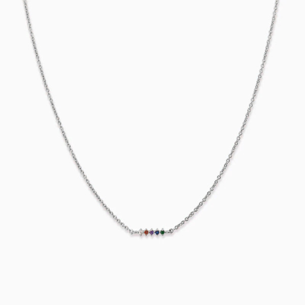 Sterling Silver Multicolor Stone Necklace