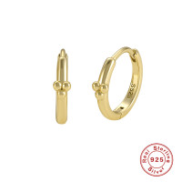 Gold-Tone 925 Silver Huggie Earrings