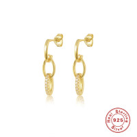 Gold Pavé Cubic Zirconia Dangle Earrings
