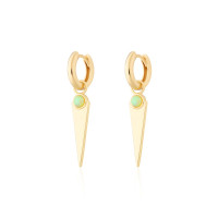 Gold-Plated Opal Geometric Huggie Earrings