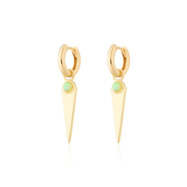 Gold-Plated Opal Geometric Huggie Earrings