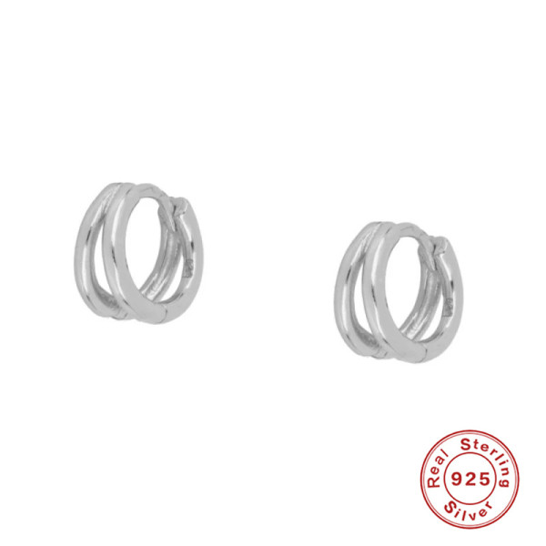925 Silver Minimalist Double Hoop Earrings