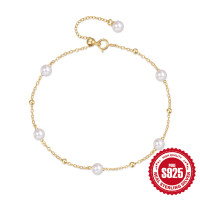 Gold-Plated Pearl Chain Bracelet
