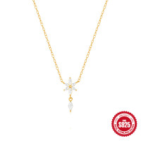 Gold Floral Cubic Zirconia Pendant Necklace