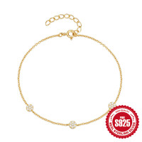 Gold-Plated Sterling Silver Pavé Disc Bracelet