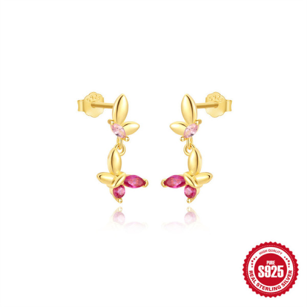 Gold-Plated Floral Dangle Earrings