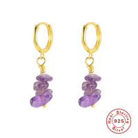 Gold-Plated Amethyst Drop Earrings