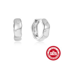 925 Silver Cubic Zirconia Huggie Earrings
