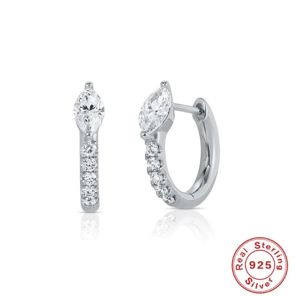 Sterling Silver Cubic Zirconia Huggie Earrings