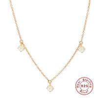 Gold-Plated Opal Station Necklace
