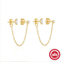 Gold-Plated Cubic Zirconia Earring Jackets