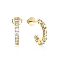 Gold-Finish Cubic Zirconia Small Hoop Earrings