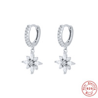 Sterling Silver Floral Huggie Earrings