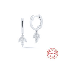 Sterling Silver Leaf Huggie Earrings