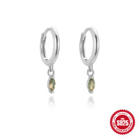 925 Silver Gemstone Drop Hoop Earrings
