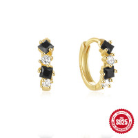Gold-Plated Mixed Stone Huggie Earrings