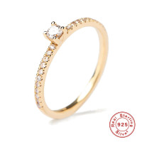 Gold-Plated Cubic Zirconia Solitaire Ring