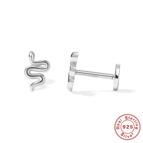 925 Sterling Silver Snake Stud Earrings