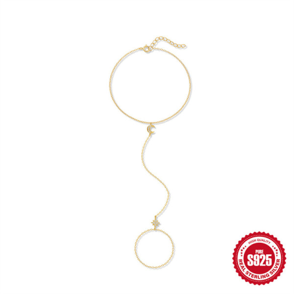 925 Silver Gold-Tone Celestial Chain Bracelet