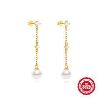 Gold-Plated Freshwater Pearl Drop Earrings