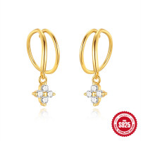 Gold-Plated Floral Huggie Earrings