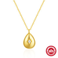 Gold-Plated Teardrop Pendant Necklace