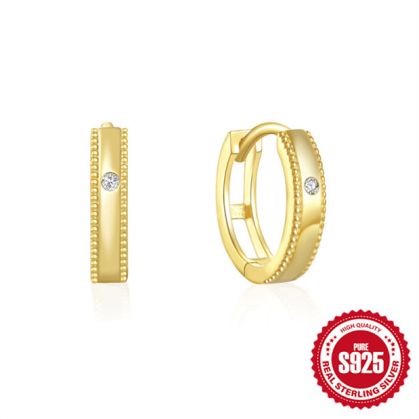 Gold-Tone Cubic Zirconia Huggie Earrings