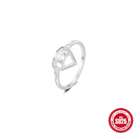 925 Silver Heart Motif Ring with Cubic Zirconia
