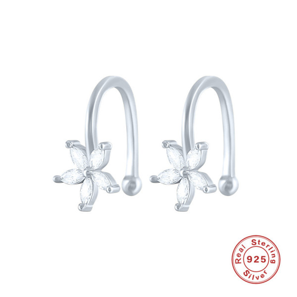 925 Silver Floral Cubic Zirconia Stud Earrings