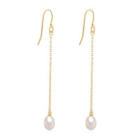 Gold Threader Earrings with Freshwater Pearl