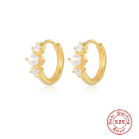 Gold-Plated Freshwater Pearl Huggie Earrings