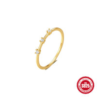 Gold-Plated CZ Minimalist Band Ring