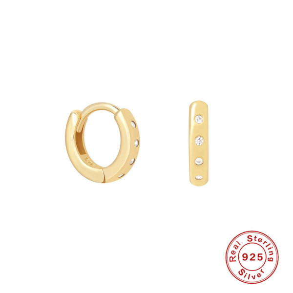 Gold-Finish Cubic Zirconia Huggie Earrings