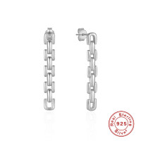 925 Silver Geometric Chain Dangle Earrings