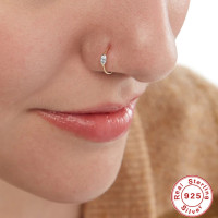 925 Silver Minimalist Cubic Zirconia Nose Ring