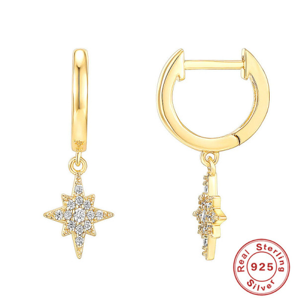 Gold Star Charm Huggie Earrings