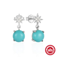 Turquoise Celestial Silver Dangle Earrings
