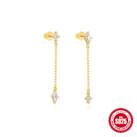 Gold Threader Earrings with Cubic Zirconia