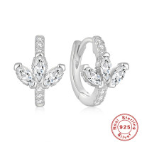 925 Silver Floral Cubic Zirconia Huggie Earrings