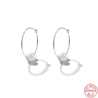 Sterling Silver Pearl Hoop Earrings