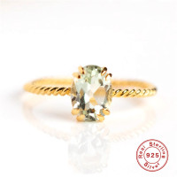 Gold-Finished Twisted Band Solitaire Ring