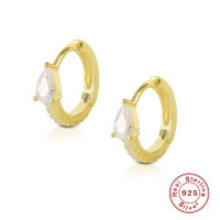 Gold-Plated Cubic Zirconia Huggie Earrings