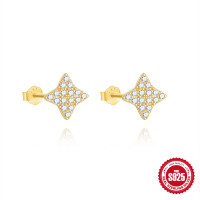 Gold-Tone Star Pavé Stud Earrings